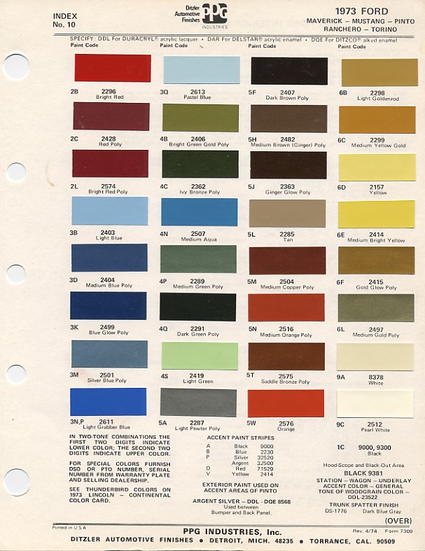 2000 Ford mustang color codes